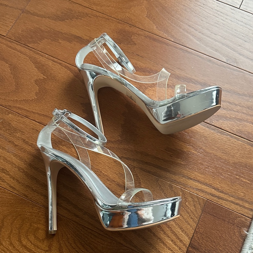Guess Silver Strappy High Heels - Picture 2 of 5